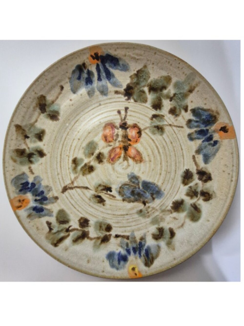 1999 Studio Pottery 11.25" Stoneware Platter Signed J Cat Windsor Ontario 1408g